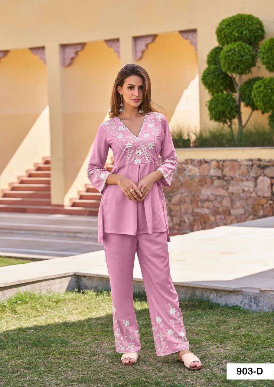 VINTAGE SILVER HEAVY RAYON SUPER HIT CO-ORD SET WITH WHITE EMBROIDERY WORK BY S3FOREVER BRAND 903 D